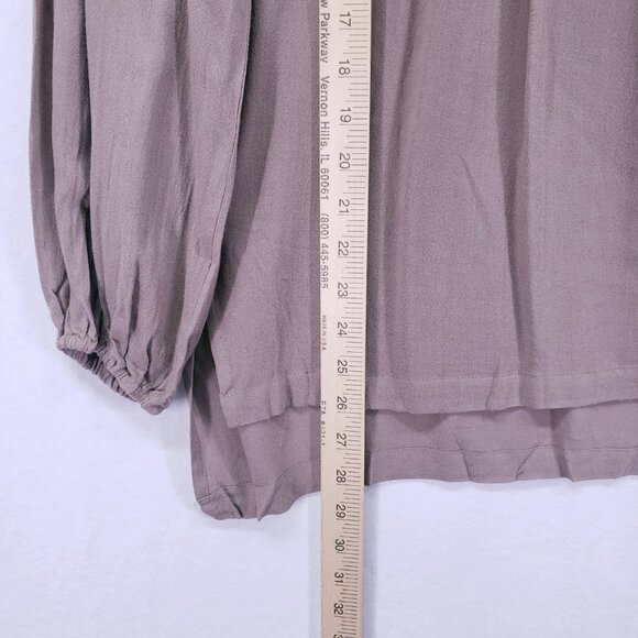 New Mittoshop Brown Lightweight Preppy Long Sleeve Relaxed Blouse Size S - Picture 6 of 16